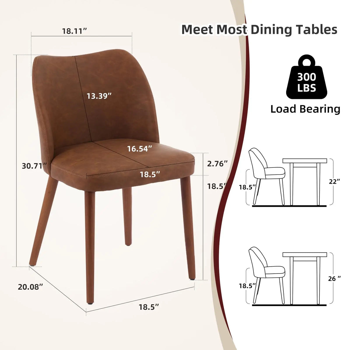 Modern Linen Upholstered Dining Chairs With Ergonomic Backrest