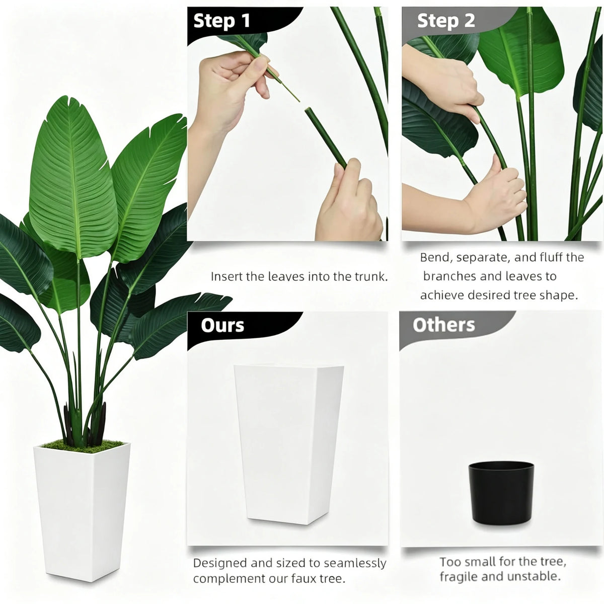 Olitree Faux Bird Of Paradise Potted Tree For Indoor Home Decor