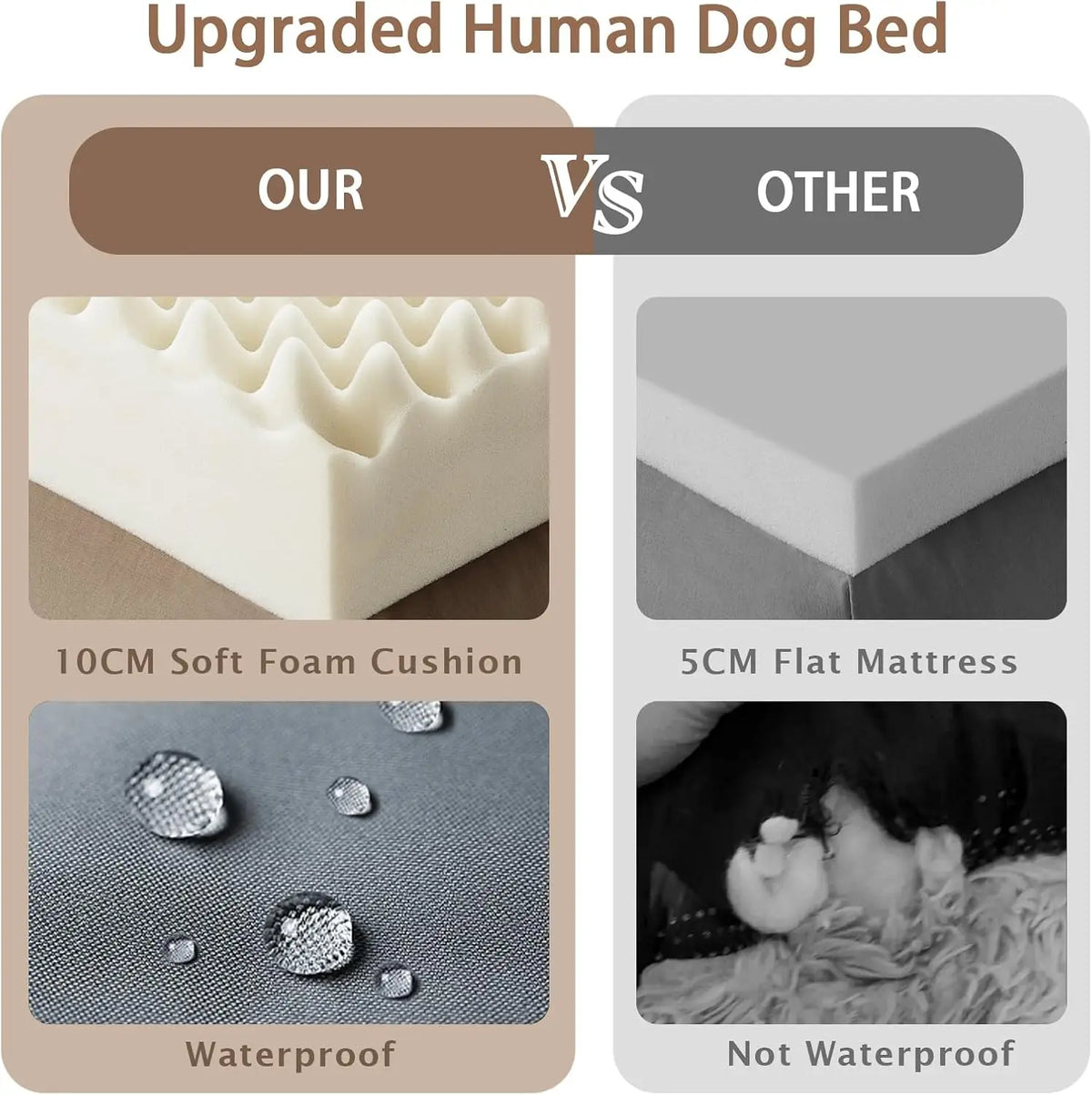 ROOMTEC Human Dog Bed With Washable Memory Foam And Pillow