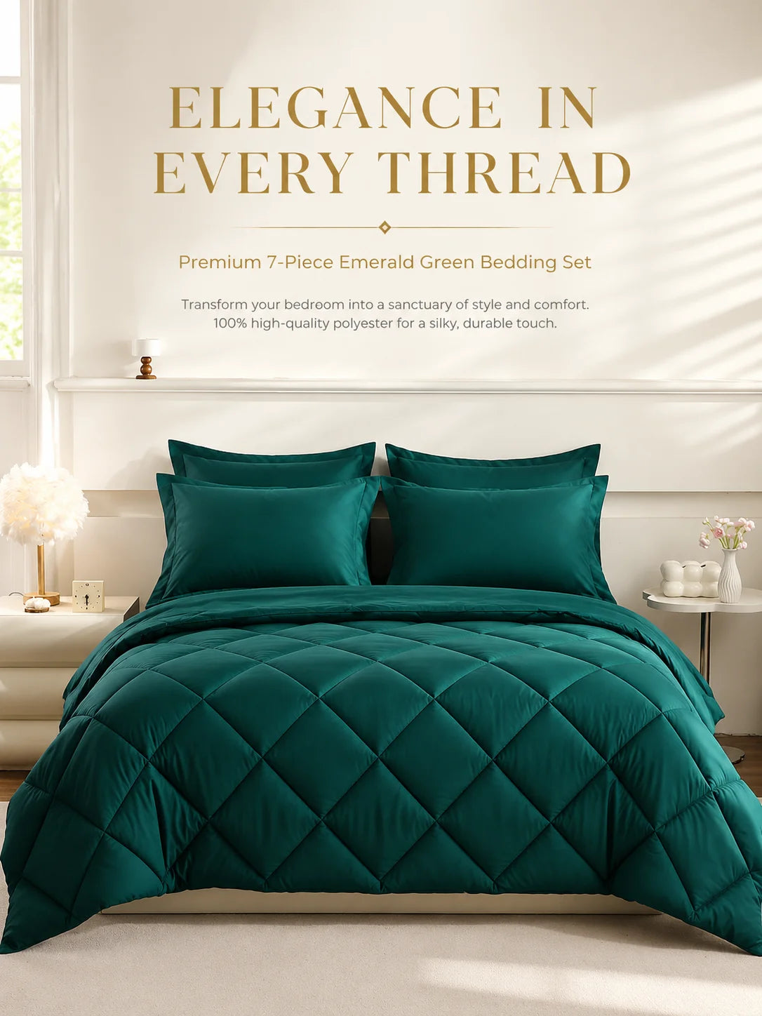 EasYum 5 Piece Bedding Set With Quilted Comforter And Sheets