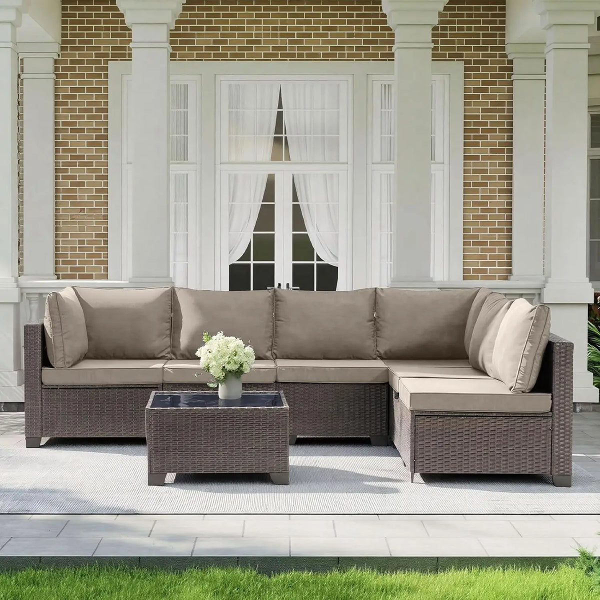 All Weather Outdoor Patio Furniture Set With Rattan Wicker Frame