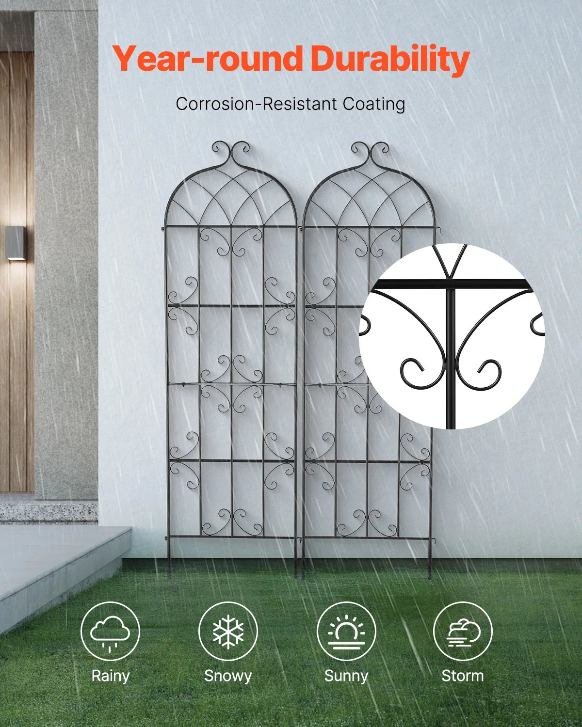 SucceBuy Rustproof Metal Garden Trellis For Climbing Plants And Flowers