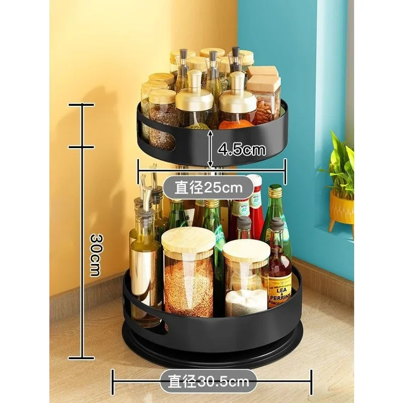 Kitchen 360 Degree Rotating Spice Rack Organizer Condiment Storage Holder