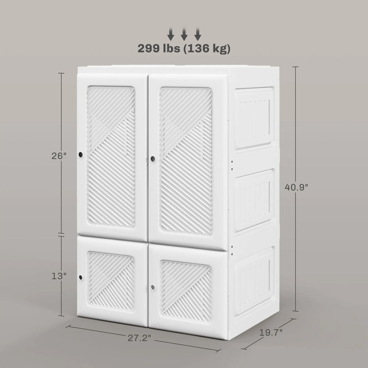 Portable Folding Wardrobe Closet With Hanging Rod And Magnetic Doors