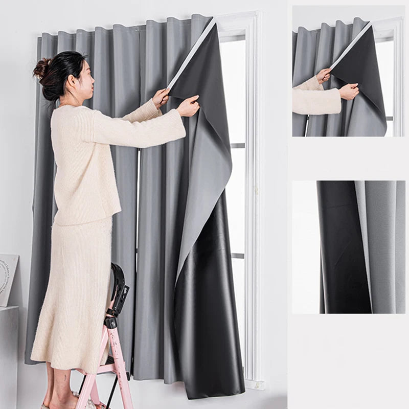 Self Adhesive Blackout Window Curtains For Bedroom Privacy Sunshade
