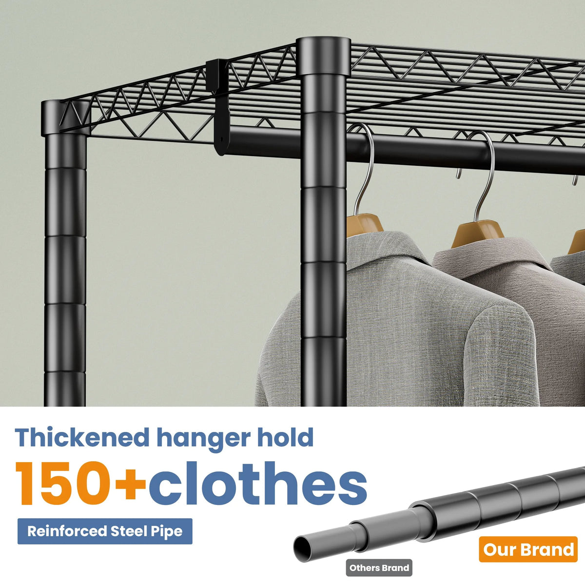 Freestanding Metal Clothes Rack Heavy Duty Storage Organizer