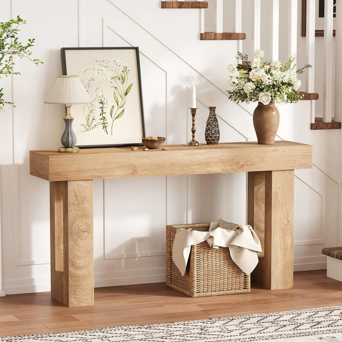 HiMiss Modern Wooden Console Table for Living Room Sofa