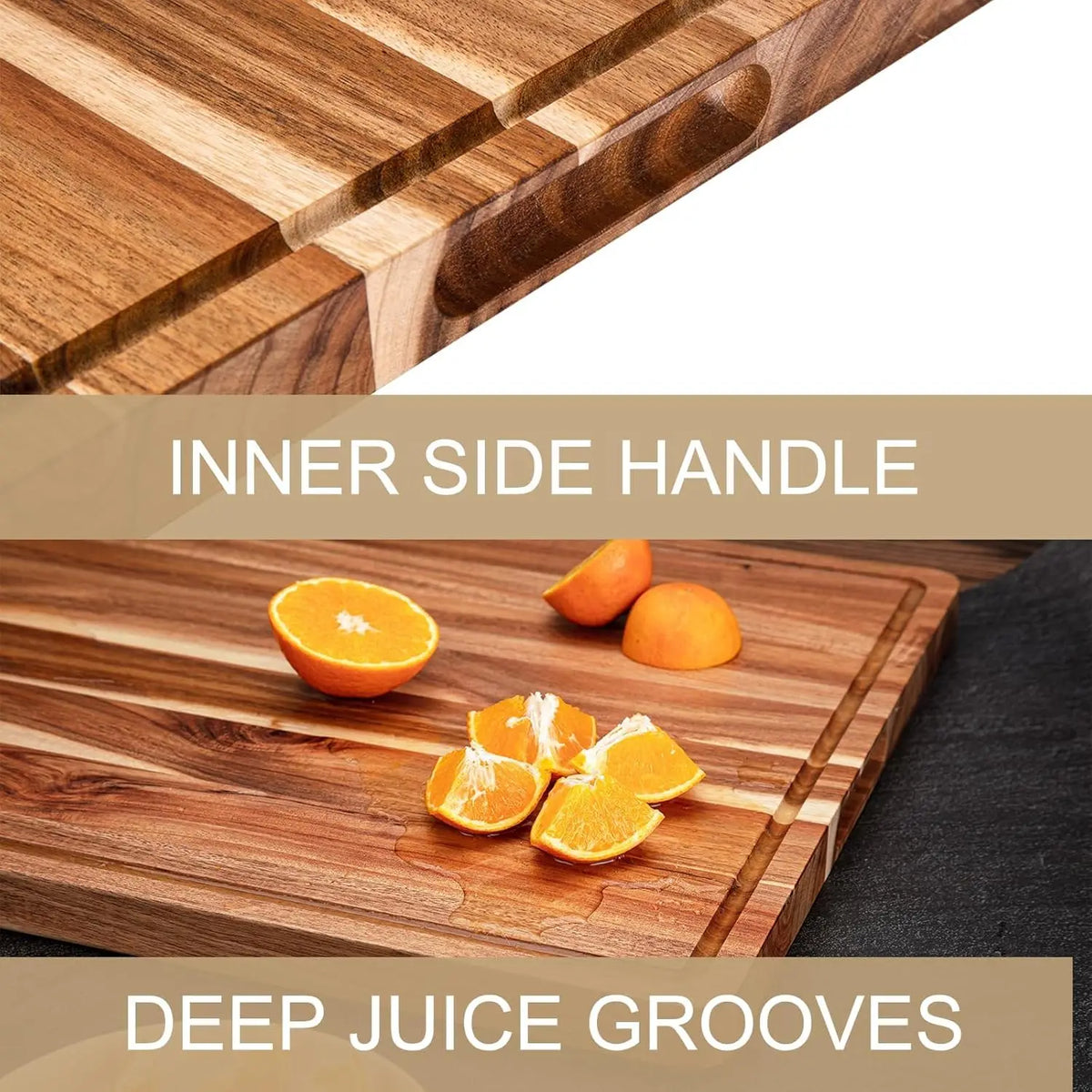 TWISTER.CK Reversible Wood Cutting Board With Juice Groove Handle