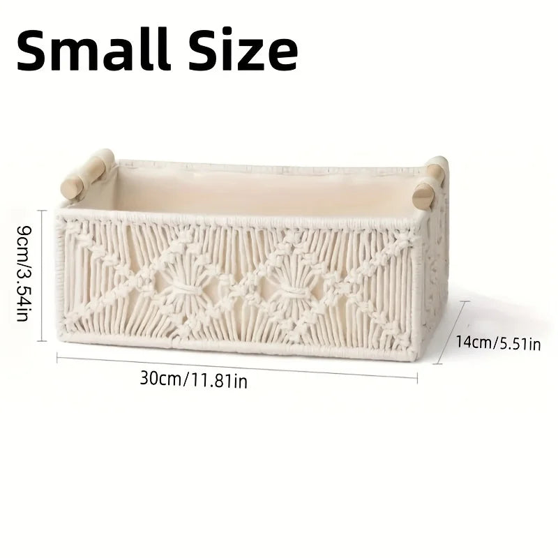 Bohemian Hand Woven Rattan Storage Basket For Bathroom Bedroom Decor