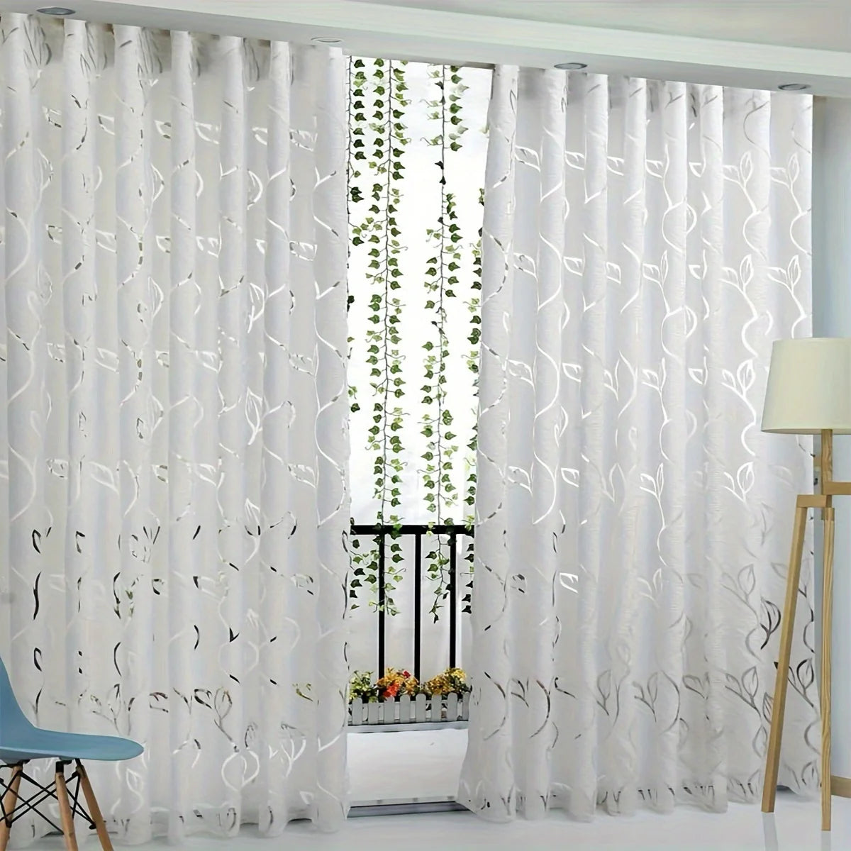 Decorative Hollow Out Embroidered Semi Blackout Window Curtain