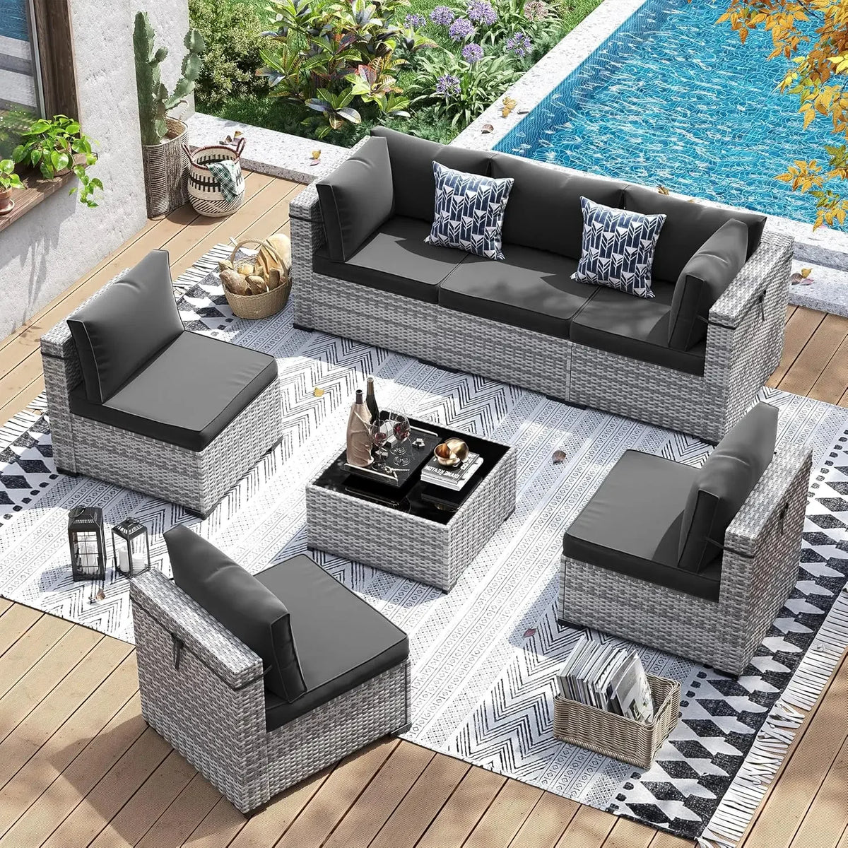 Modern Outdoor Wicker Patio Conversation Furniture Set