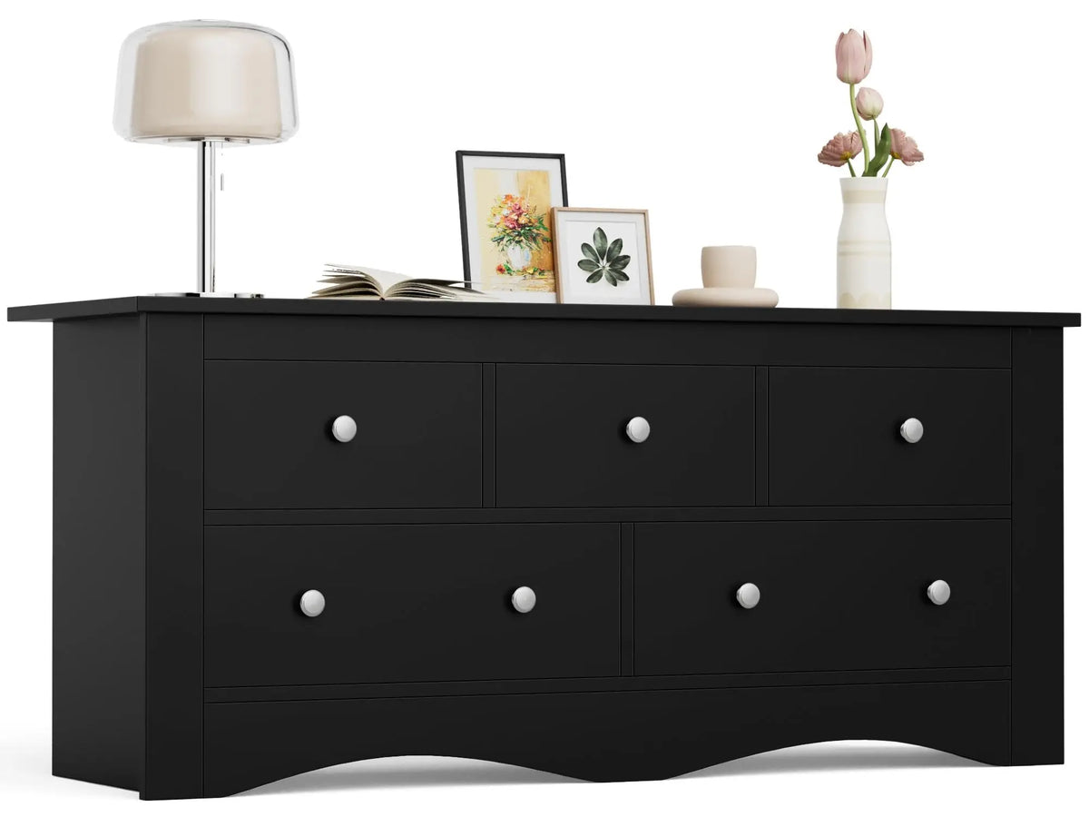 Wooden Five Drawer Bedroom Dresser Versatile Living Room Storage Cabinet