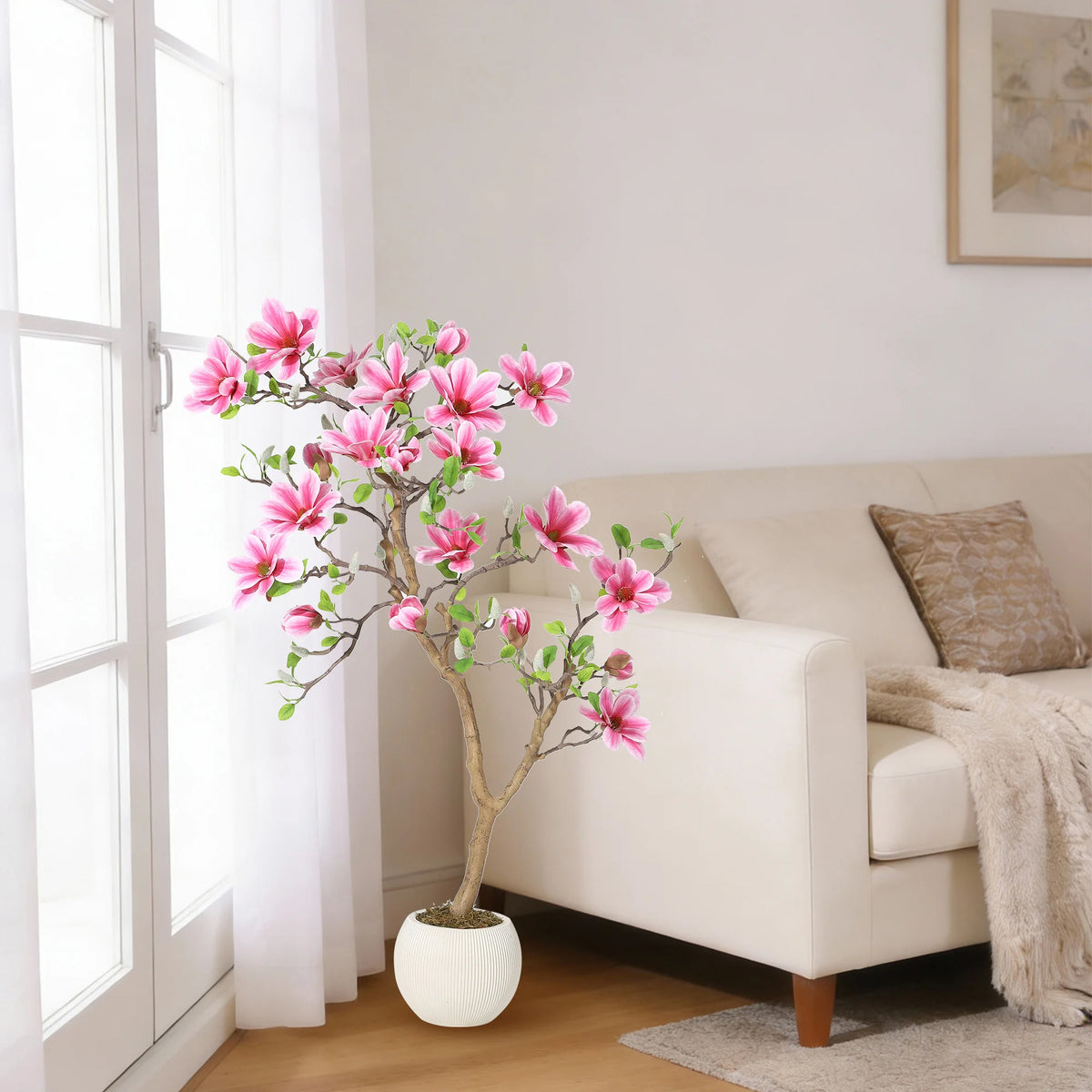 HiMISS Lifelike Artificial Magnolia Tree For Indoor Home Decor
