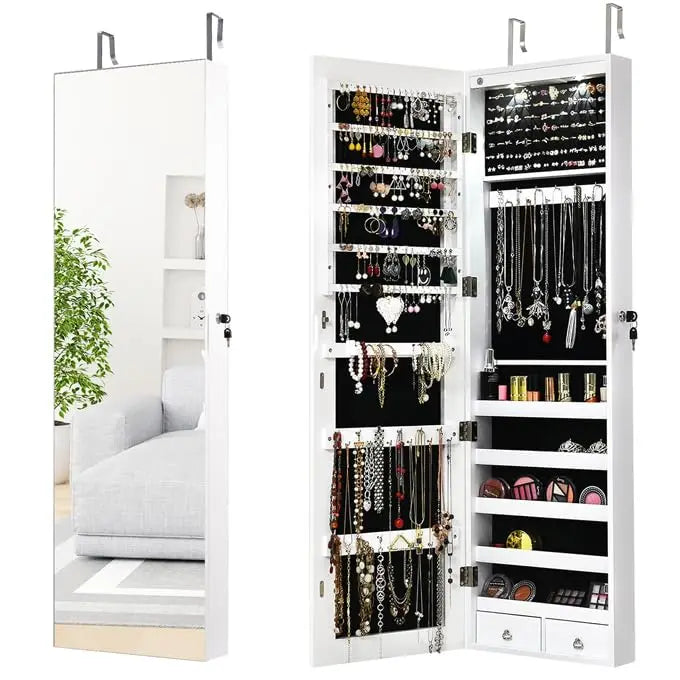 XIAOLANG Full Length Mirrored Jewelry Armoire With LED Lights