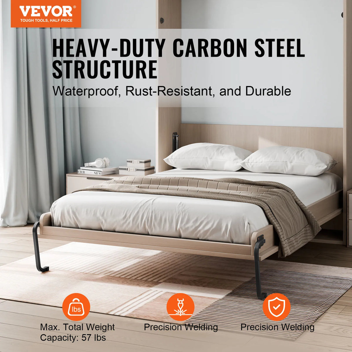 Deluxe Vertical Murphy Bed Frame Kit With Pneumatic Lever