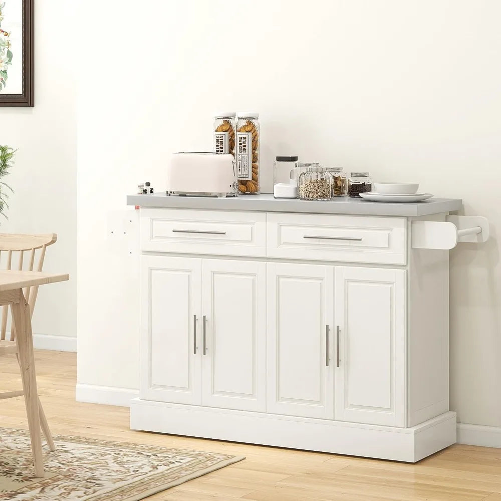 Professional Kitchen Island Cart With Durable Wheels And Storage