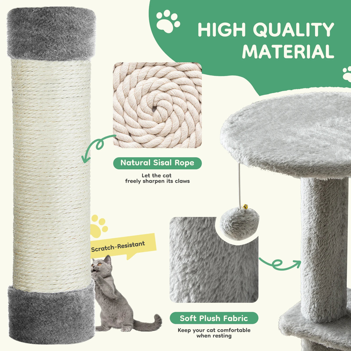 JHK Tall Cat Tree Featuring Sisal Scratching Posts And Perches