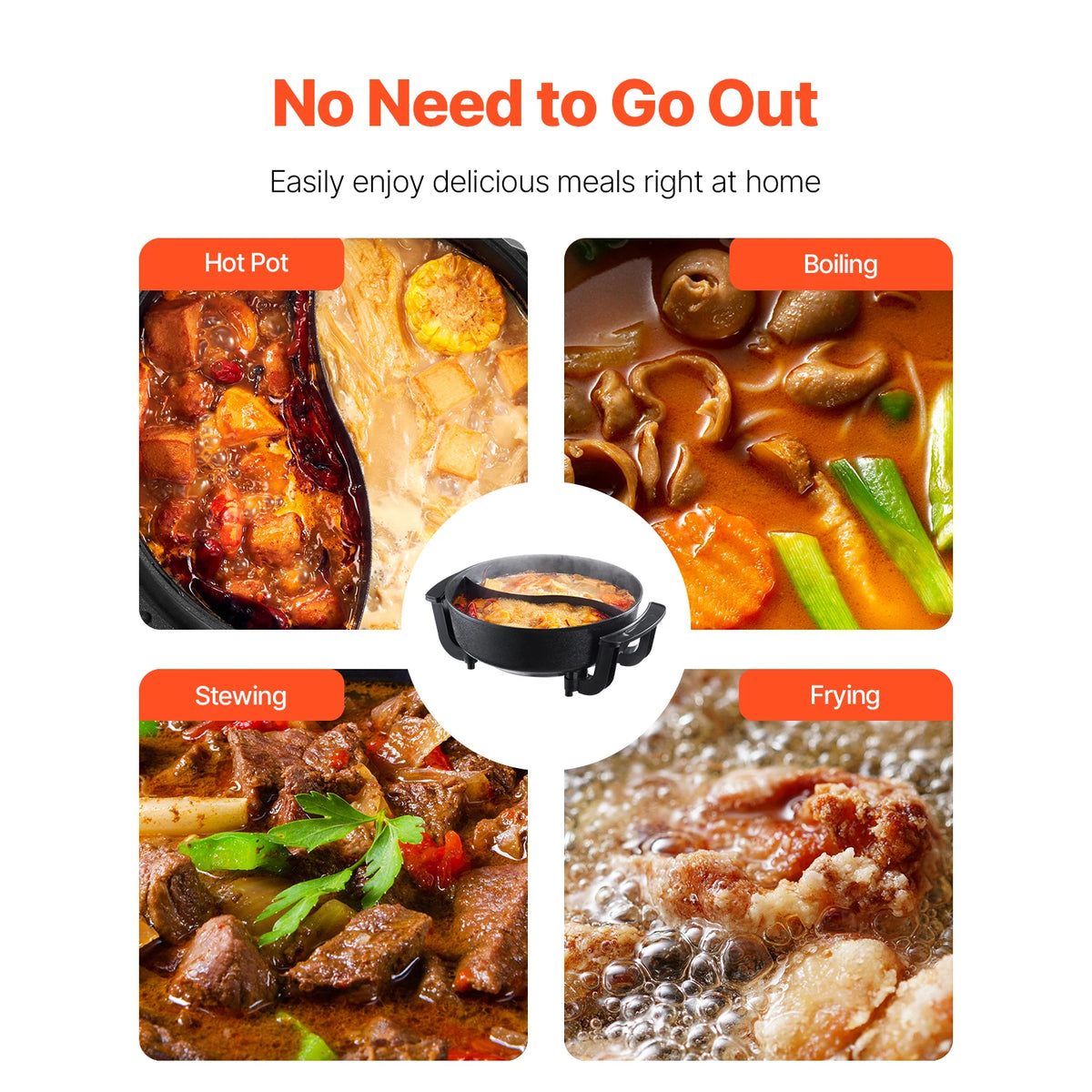 SucceBuy Dual Flavor Electric Hot Pot With Glass Divider Lid