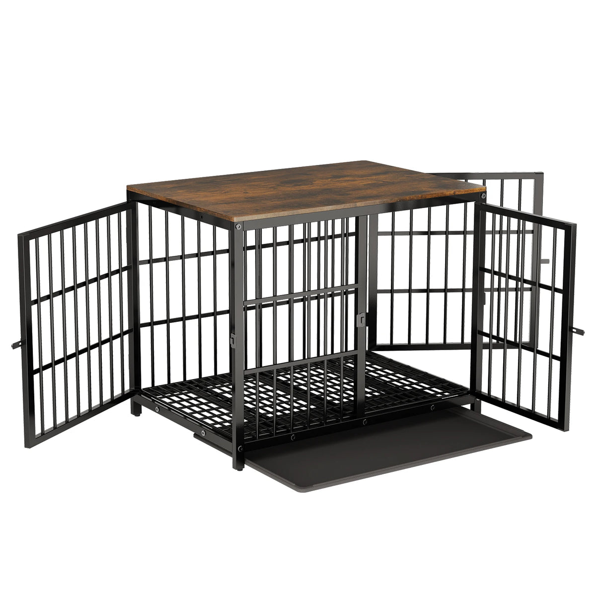BINGOPAW Wooden Dog Crate Furniture With Metal Frame And Tray