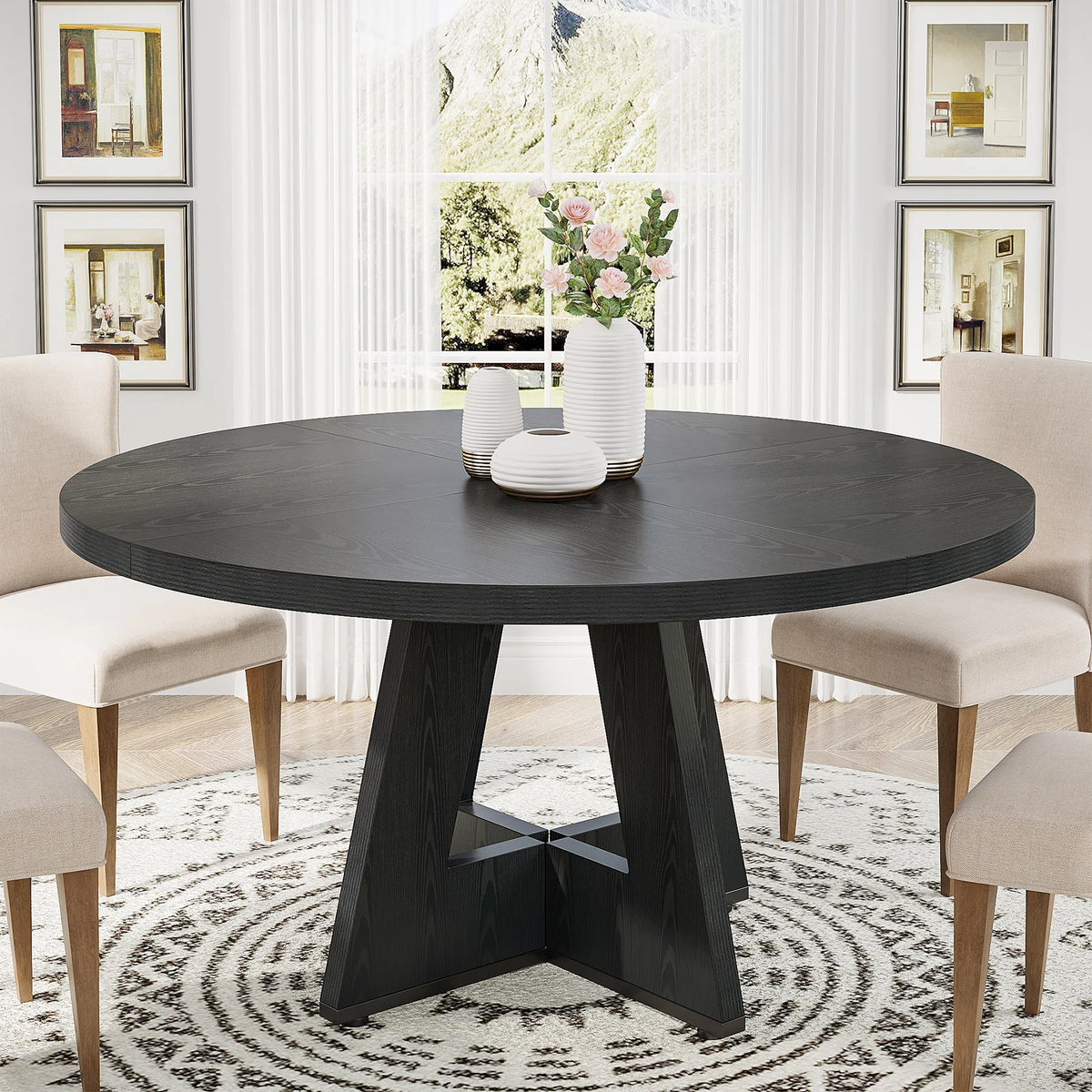 Tribesigns Round Dining Table Farmhouse Kitchen Table Home Furniture