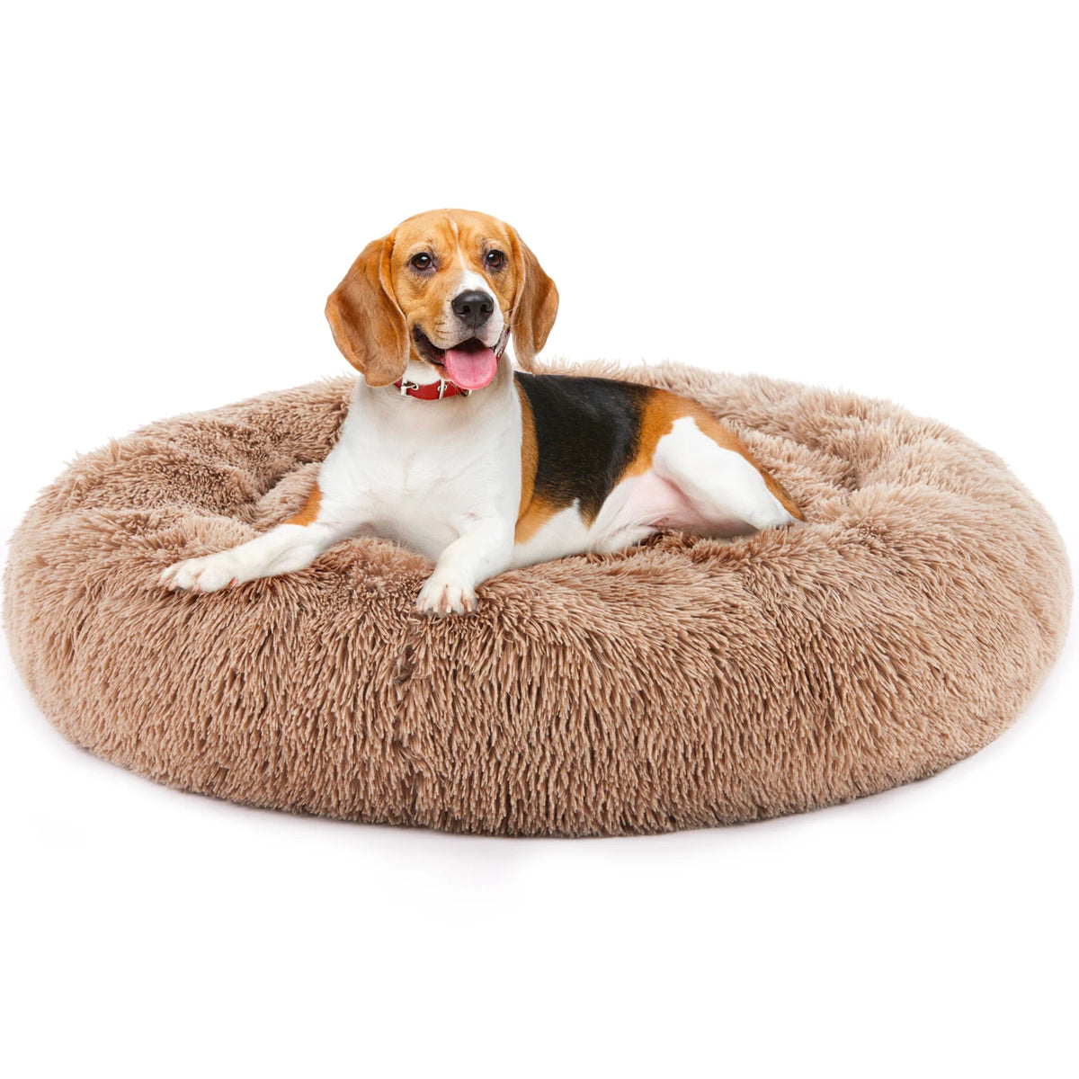 JHK Calming Washable Plush Faux Fur Dog Bed Non Slip