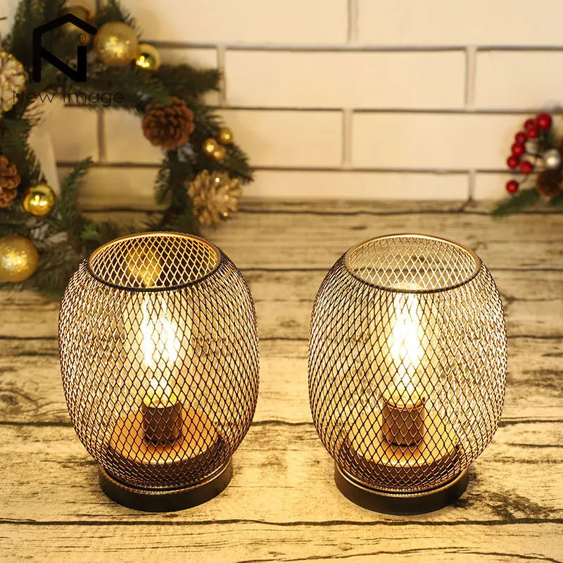 Newimage Metal Cage Cordless Battery Powered LED Lantern