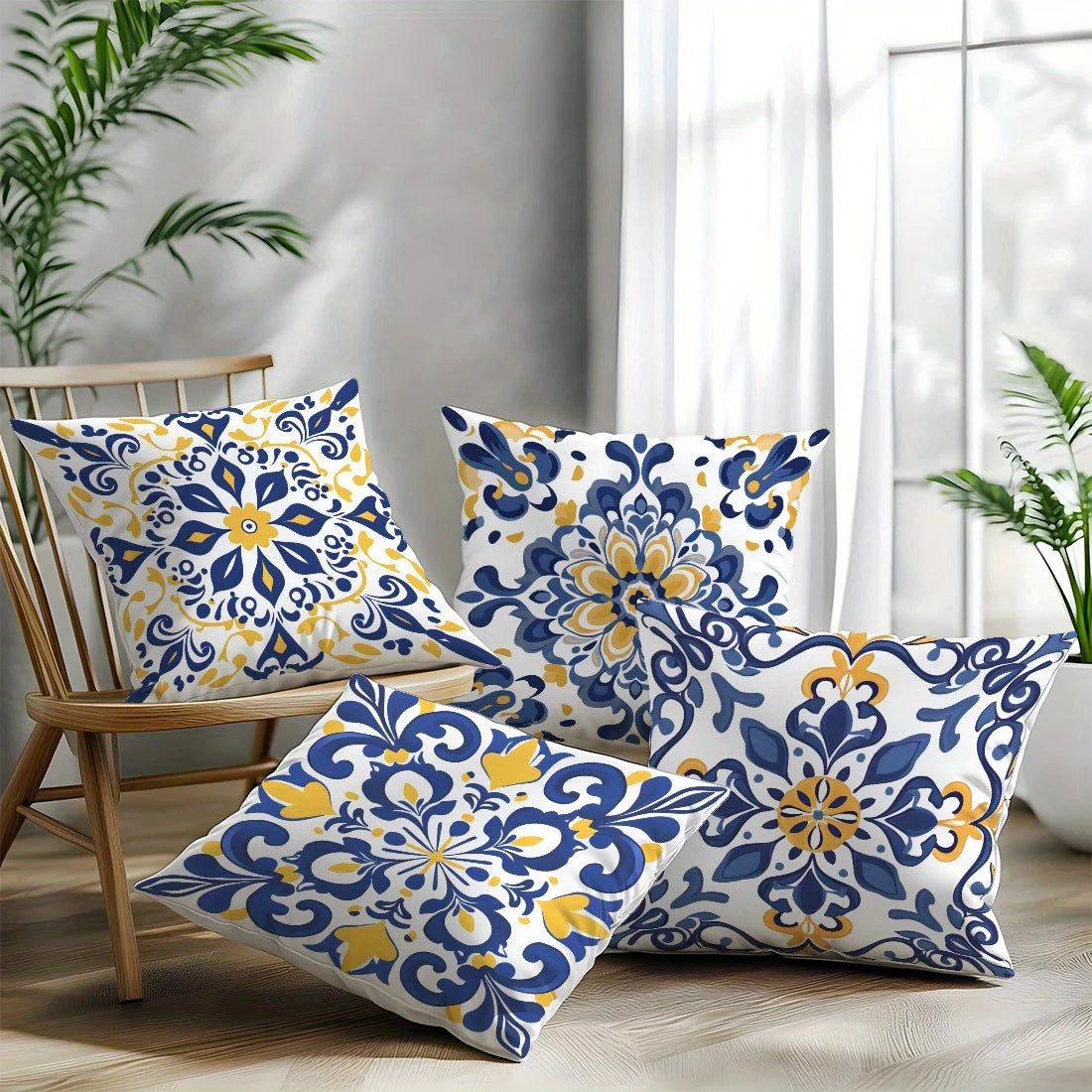 Bohemian Polyester Decorative Pillow Covers With Zipper Closure