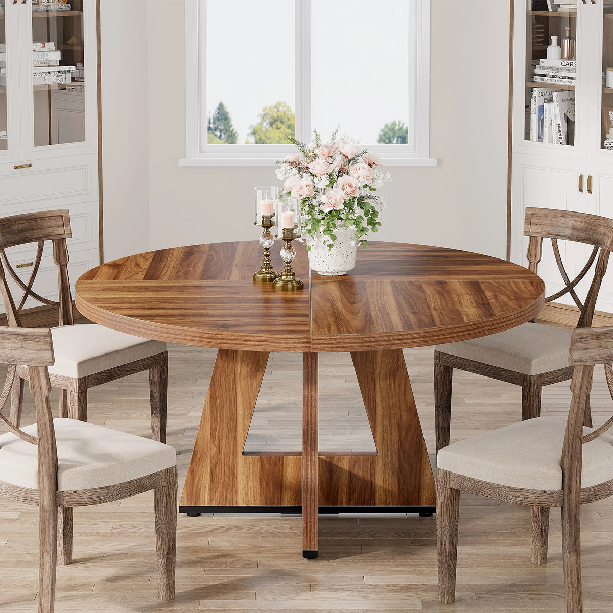 Tribesigns Round Dining Table Farmhouse Kitchen Table Home Furniture