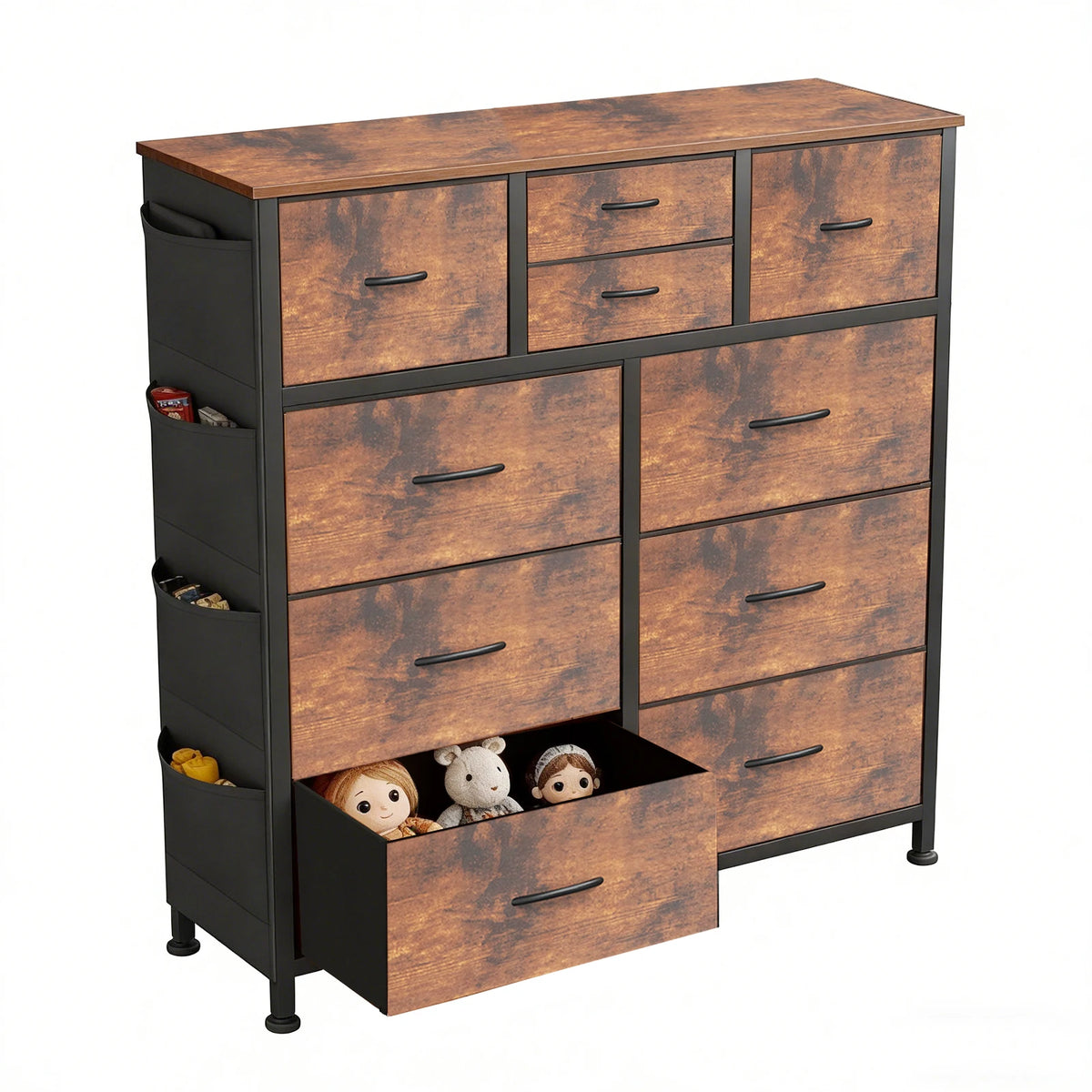JHK Modern Minimalist 10 Drawers Metal Frame Storage Organizer
