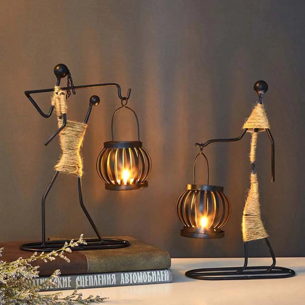 Foundtwo Nordic Metal Abstract Character Candle Holder Home Decor