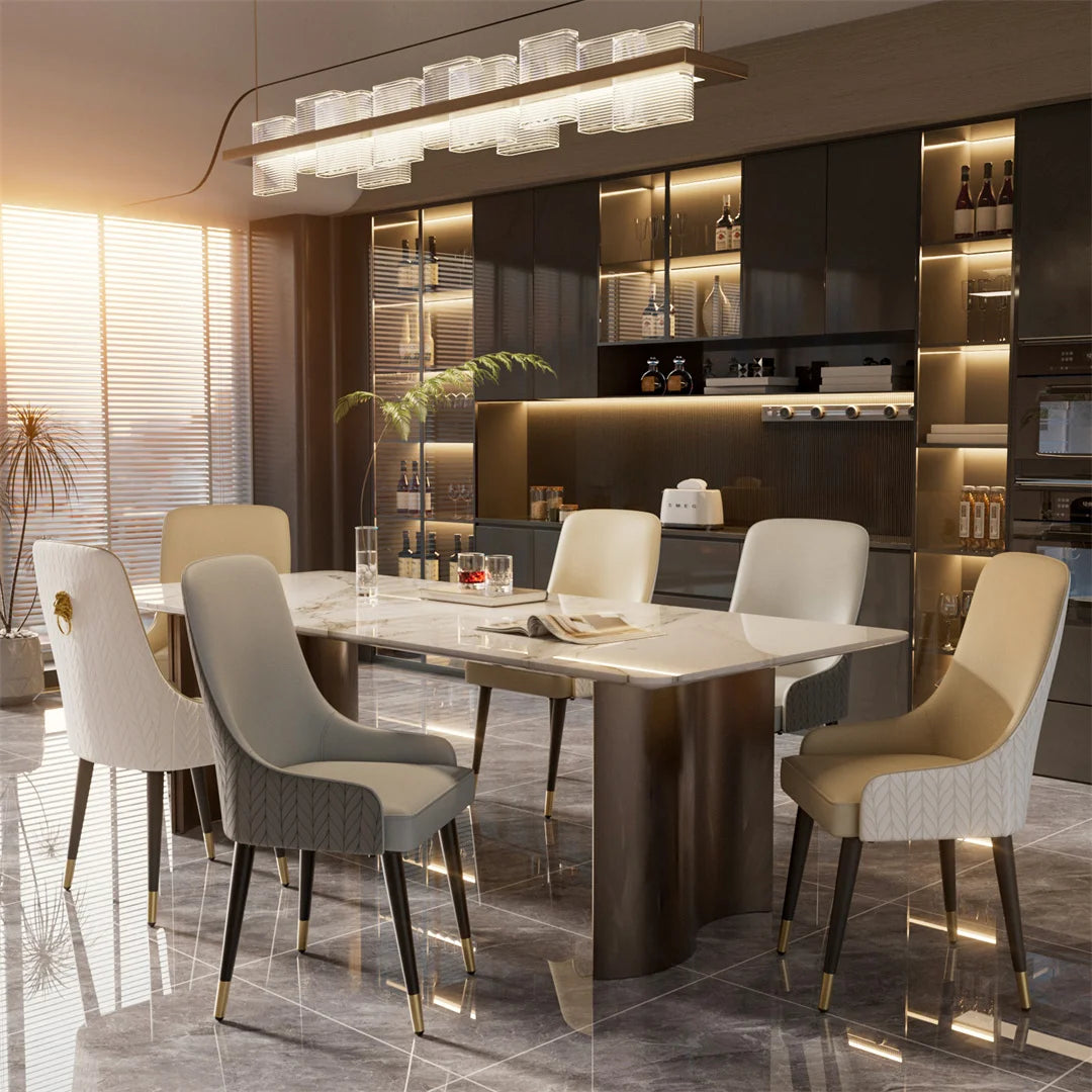 Luvodi Modern Upholstered Dining Chair Set With Lion Knocker
