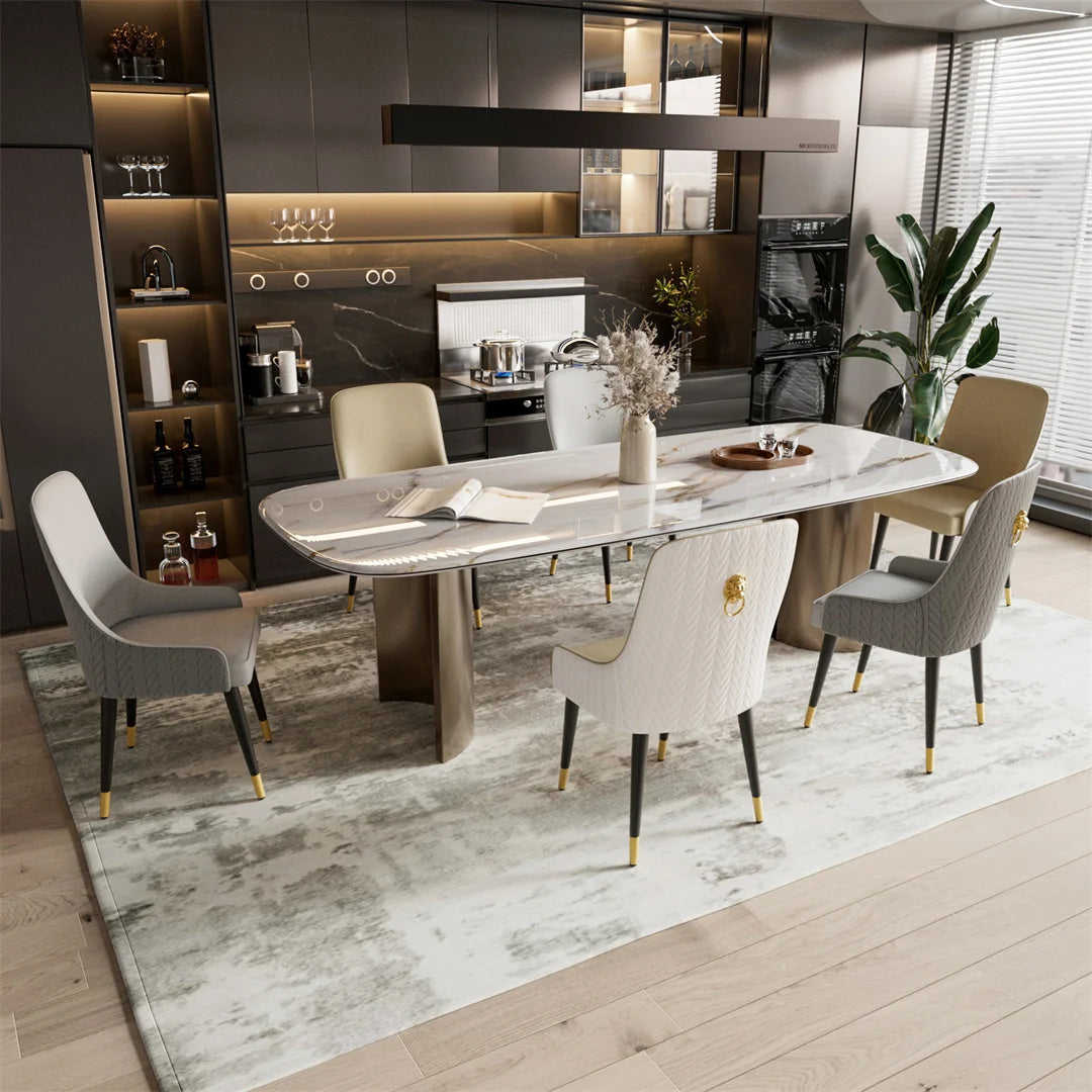 Luvodi Modern Upholstered Dining Chair Set With Lion Knocker