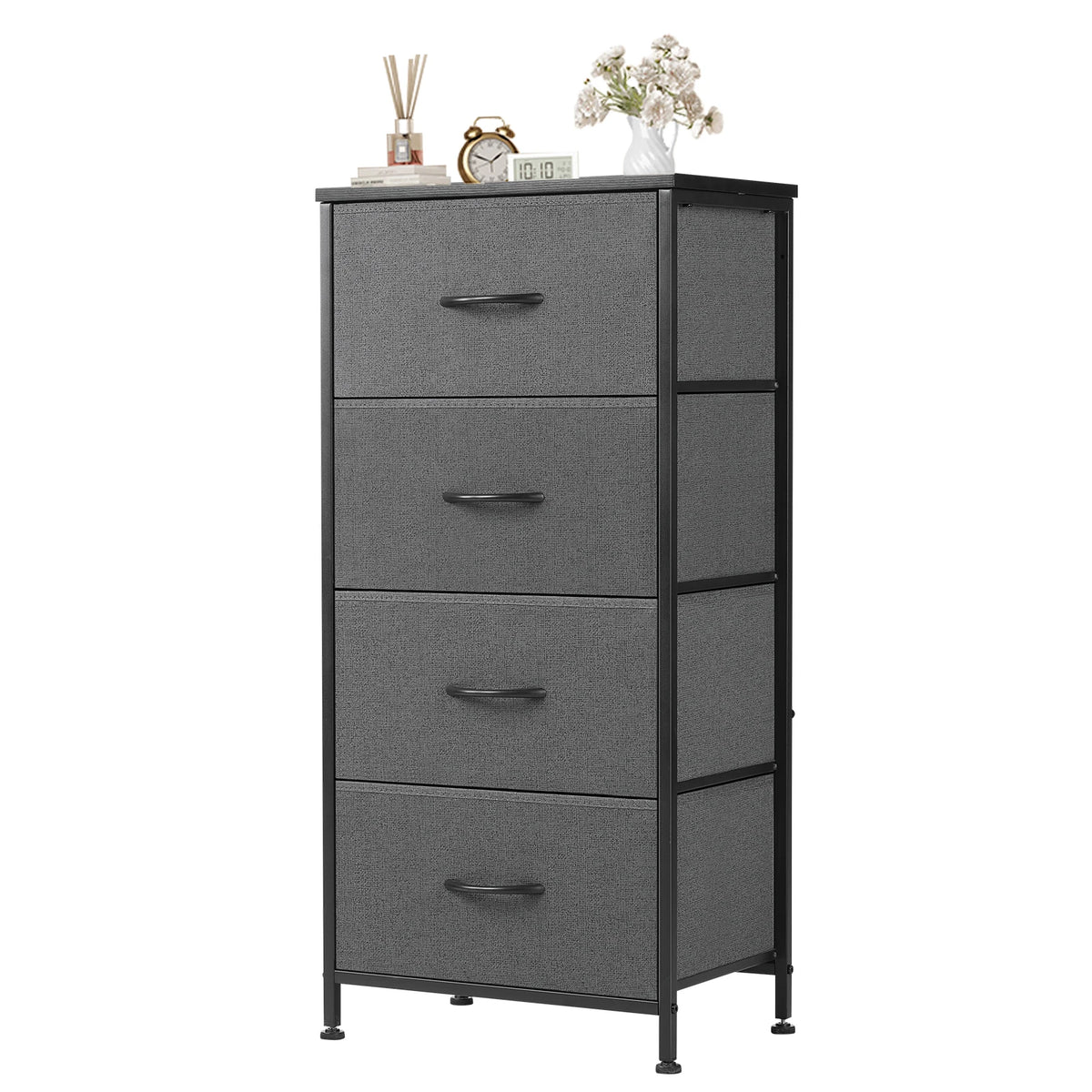JHK Fabric Drawer Cabinet With Wooden Top And Steel Frame