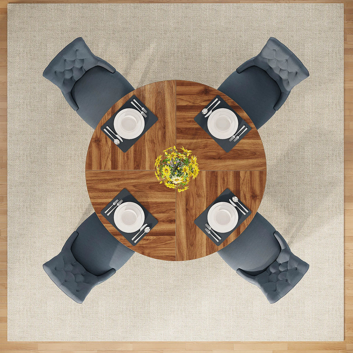 Tribesigns Round Dining Table Farmhouse Kitchen Table Home Furniture