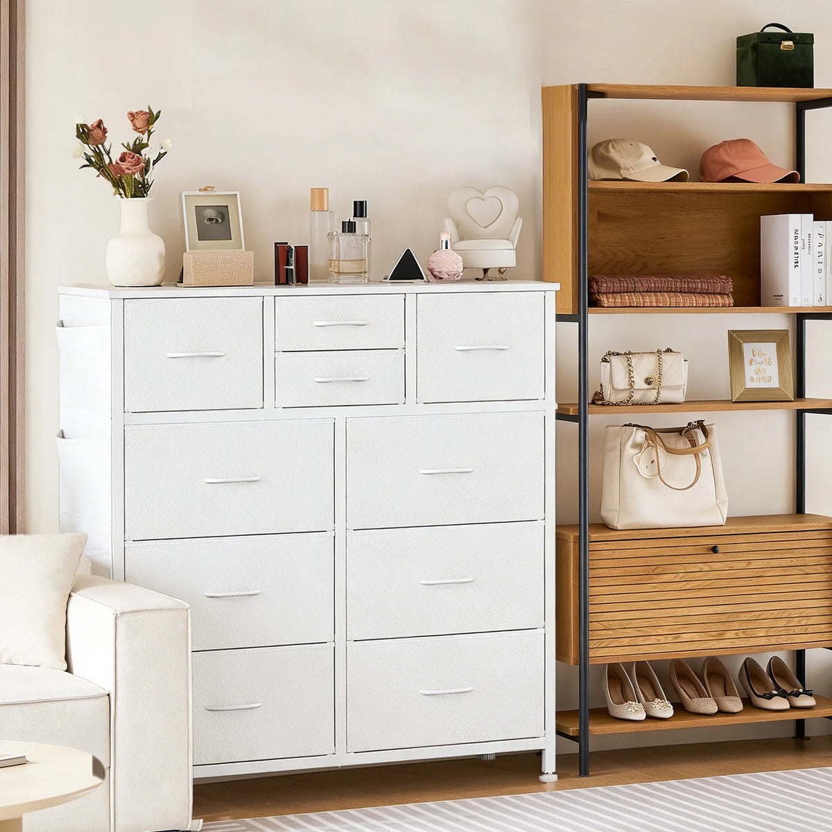 JHK Modern Minimalist 10 Drawers Metal Frame Storage Organizer