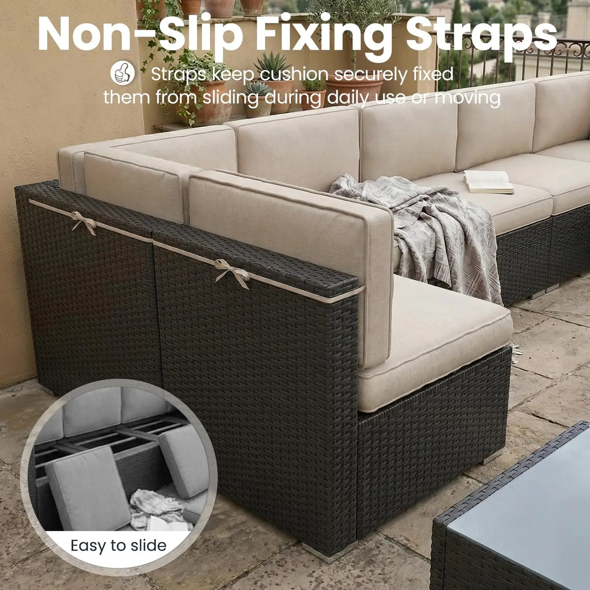 Xiaolang Outdoor Wicker Patio Sofa Set With Fire Pit Table