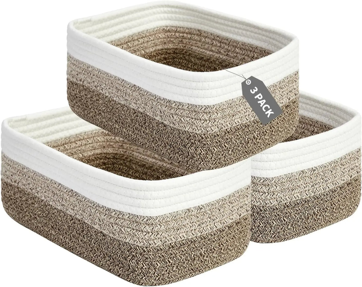 Garvee Woven Cotton Rope Storage Baskets For Shelf Organization