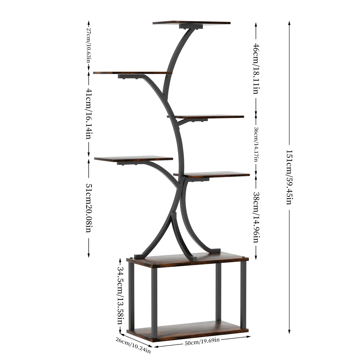 Wisfor 7 Tier Metal Tree Indoor Plant Stand Organizer