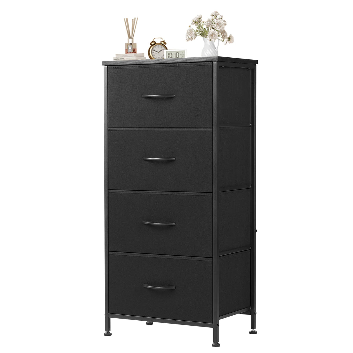 JHK 4 Drawer Fabric Storage Cabinet With Sturdy Steel Frame