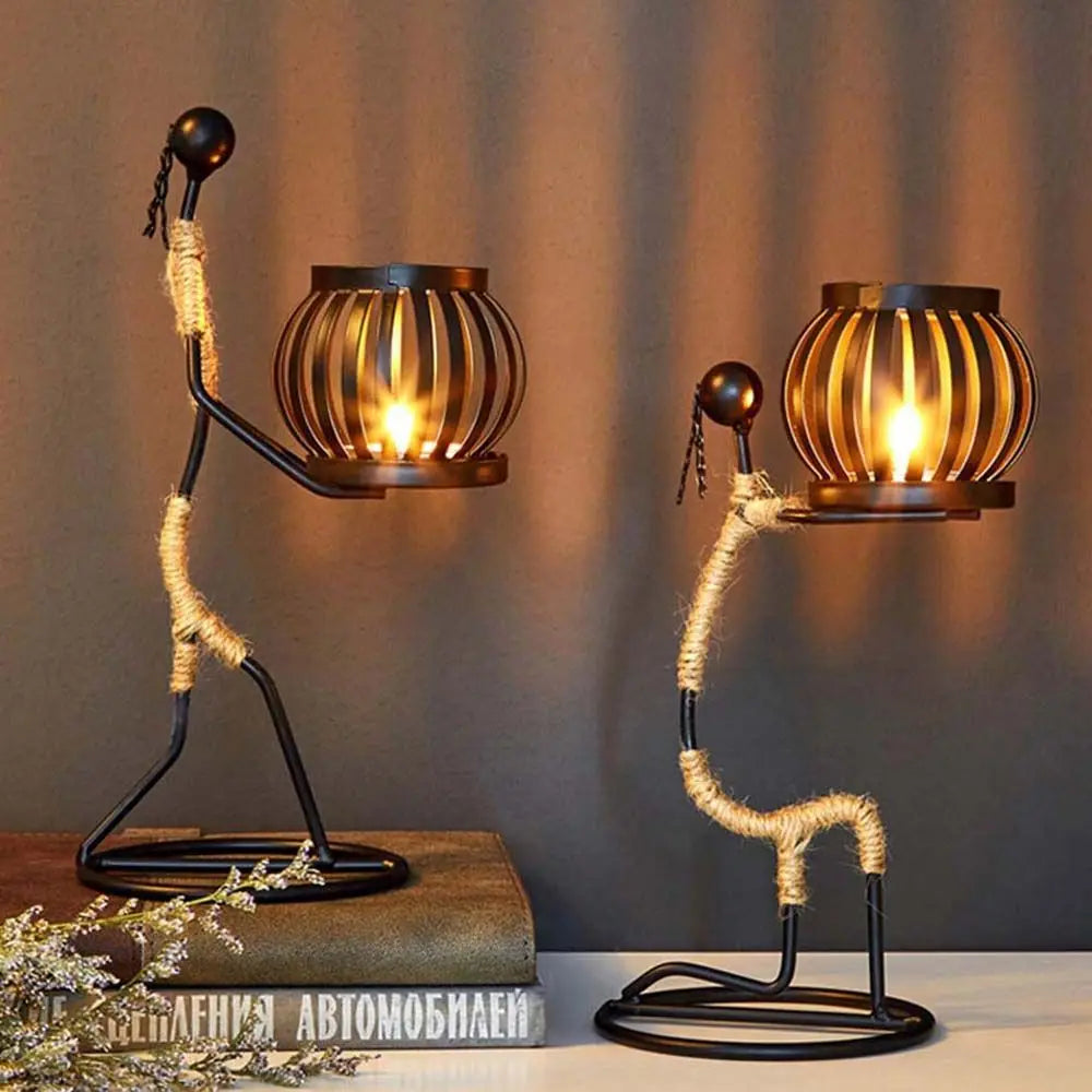 Foundtwo Nordic Metal Abstract Character Candle Holder Home Decor