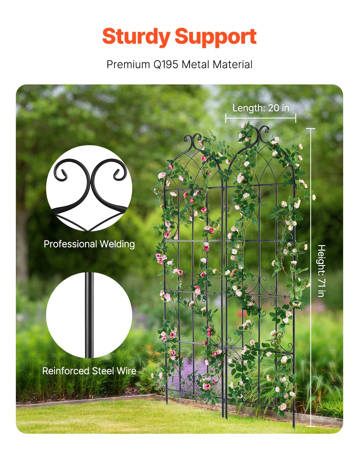 SucceBuy Rustproof Metal Garden Trellis For Climbing Plants And Flowers