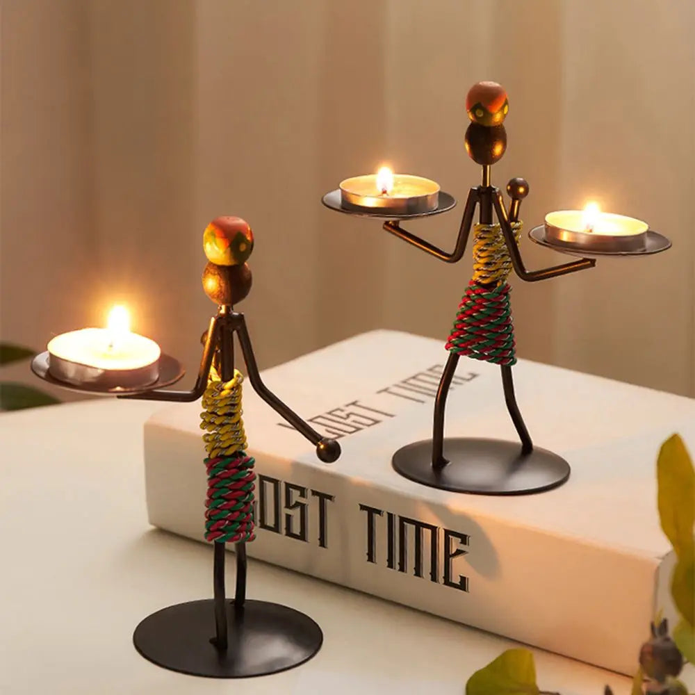 Foundtwo Nordic Metal Abstract Character Candle Holder Home Decor