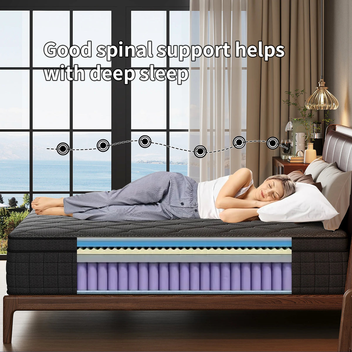 8inch 10inch 12 Inch 14 Inch Multilayer Hybrid Twin Full Queen King Size Mattress- Multiple Sizes & Styles Available, Ergonomic Design with Memory Foam And Pocket Spring, Medium Firm Feel