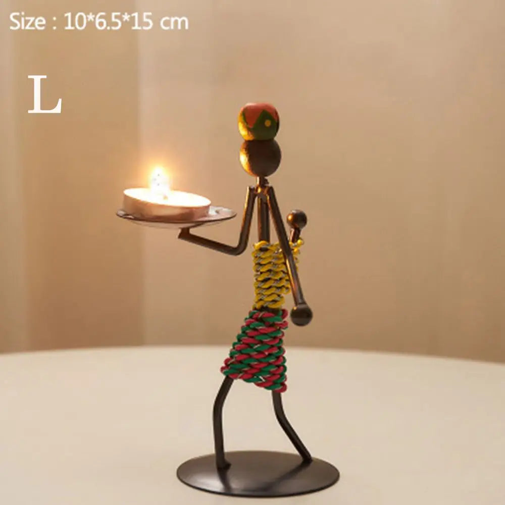 Foundtwo Nordic Metal Abstract Character Candle Holder Home Decor