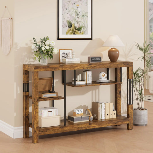 HiMISS Industrial Wood Console Table With Metal Frame