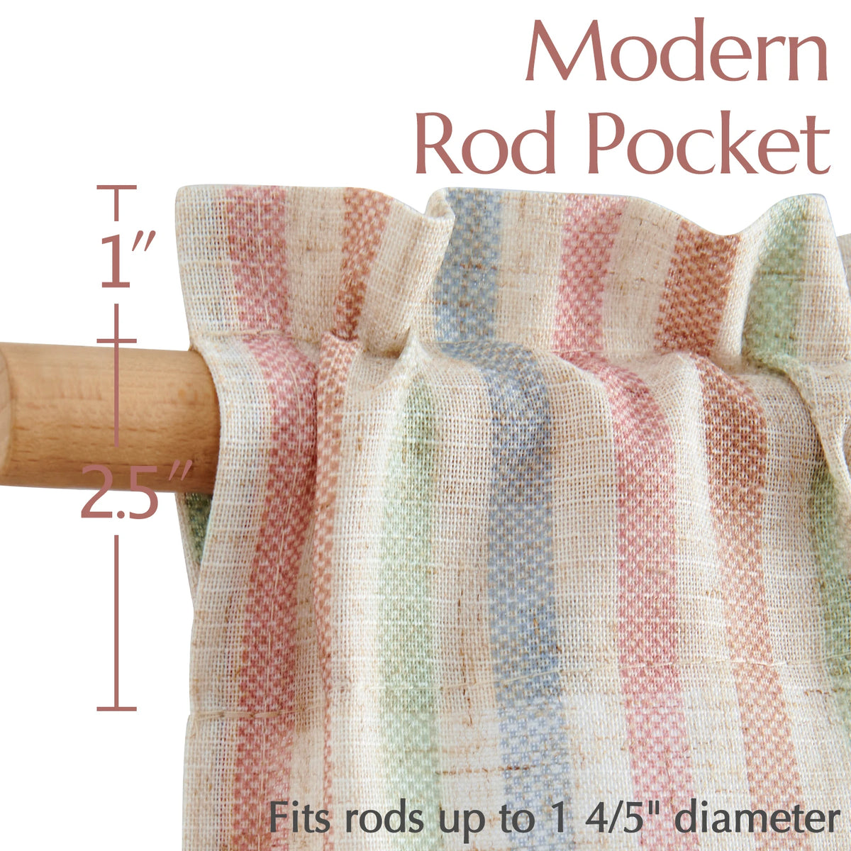 Jinchan Faux Linen Striped Cafe Curtains Rod Pocket Light Filtering