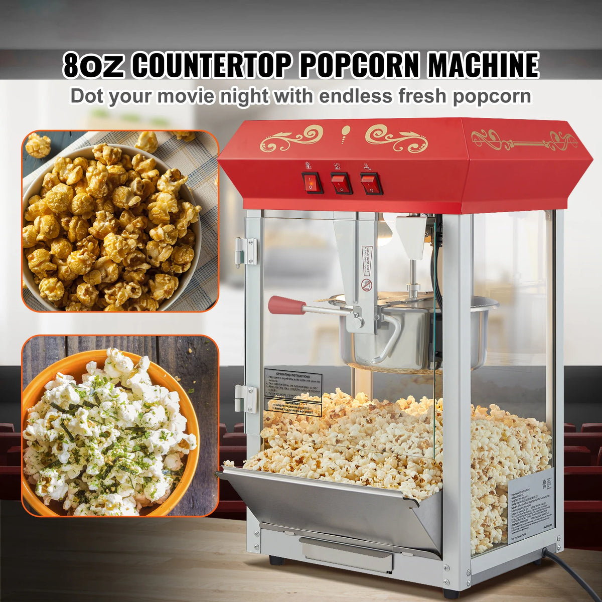 Succebuy Electric Popcorn Maker Commercial Popper Machine With Scoop