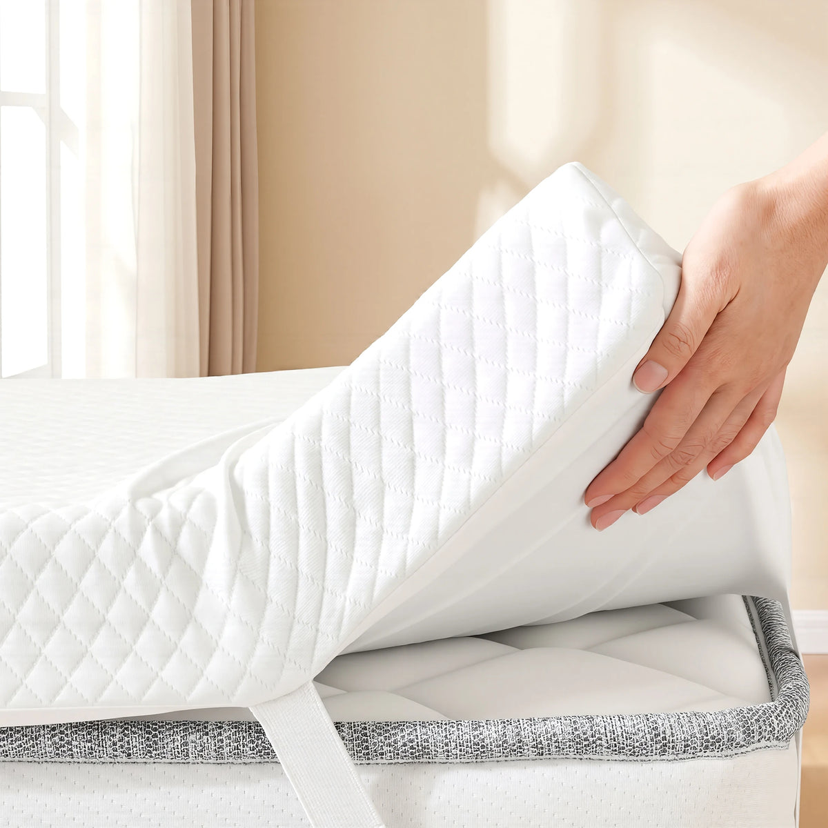 MCQ Gel Infused Memory Foam Mattress Topper With Removable Cover