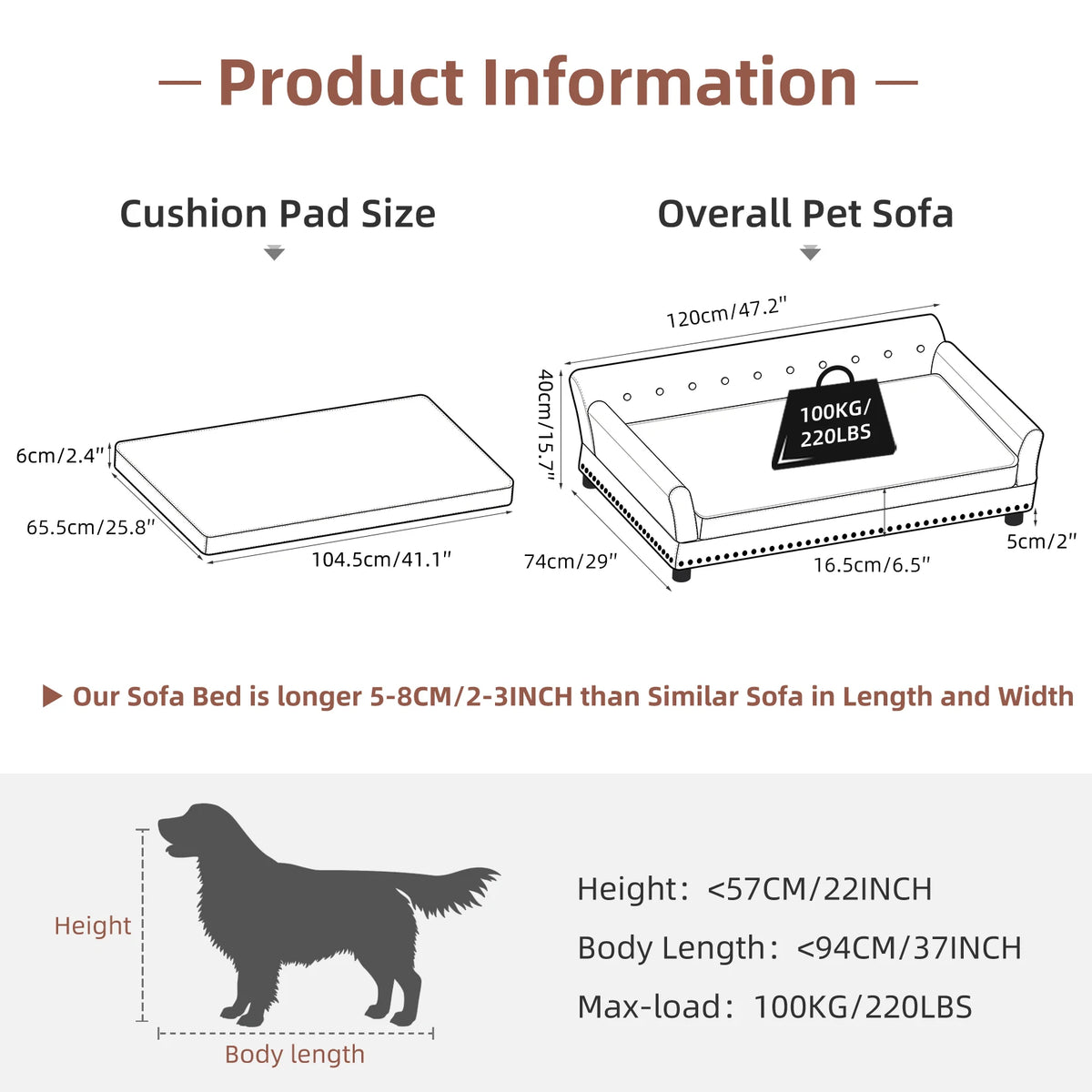 BINGOPAW Elevated Dog Sofa Bed With Removable Cushion
