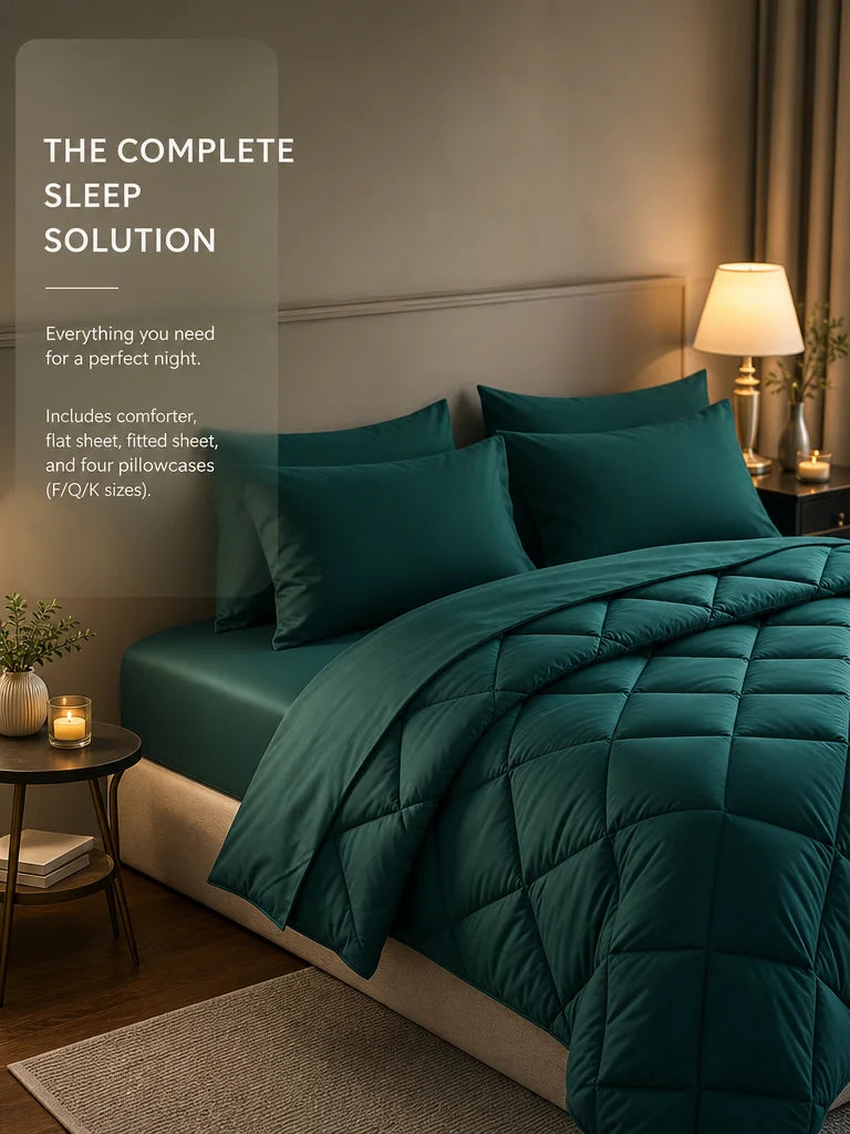 EasYum 5 Piece Bedding Set With Quilted Comforter And Sheets